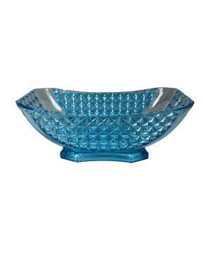 Indiana Glass Diamond Point Blue Bowl